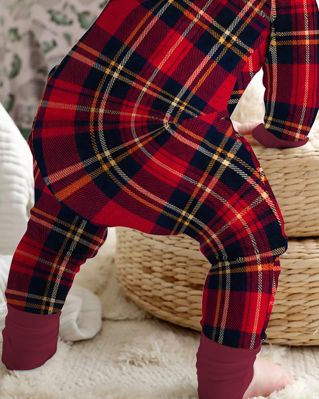 Classic Red Christmas Tartan Plaid Bamboo Convertible Zippy