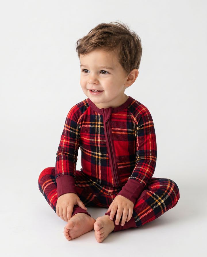 Classic Red Christmas Tartan Plaid Bamboo Convertible Zippy