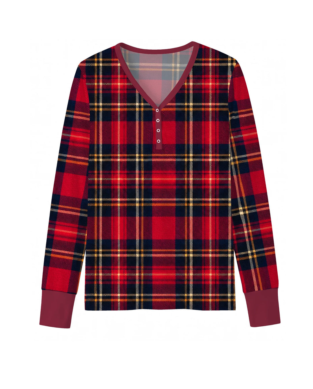 Classic Red Christmas Tartan Plaid Bamboo Women Pajama Set