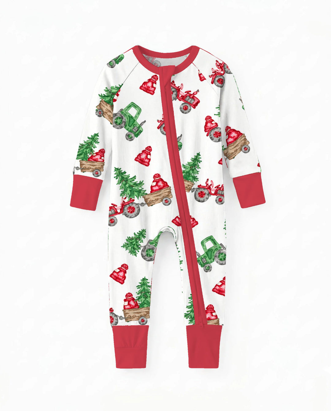 Christmas Tree Farm Tractor & Winter Hats Bamboo Convertible Zippy