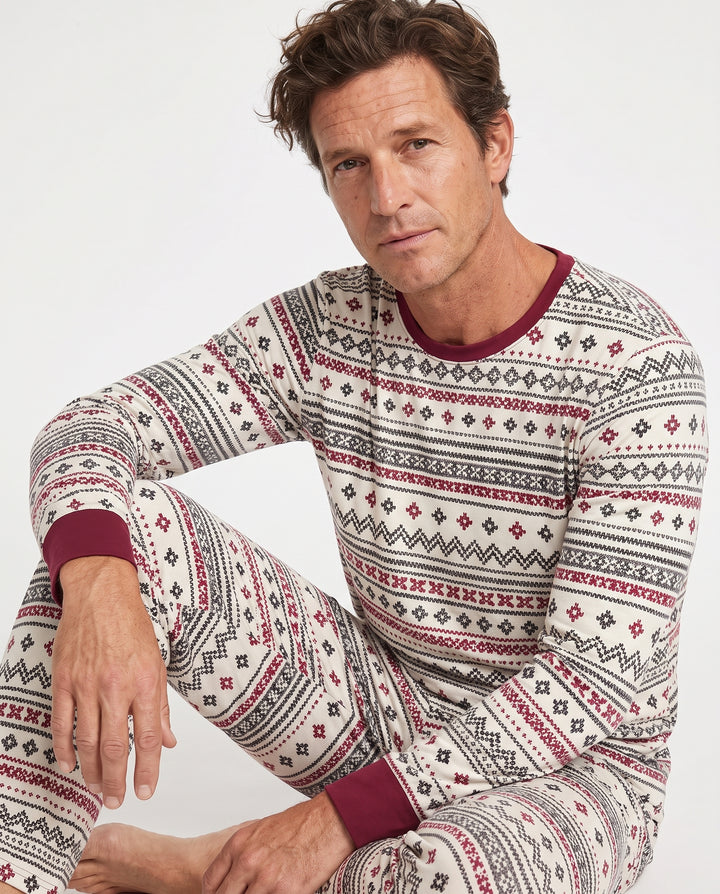 Nordic Fair Isle Holiday Knit Bamboo Men's Pajama Set