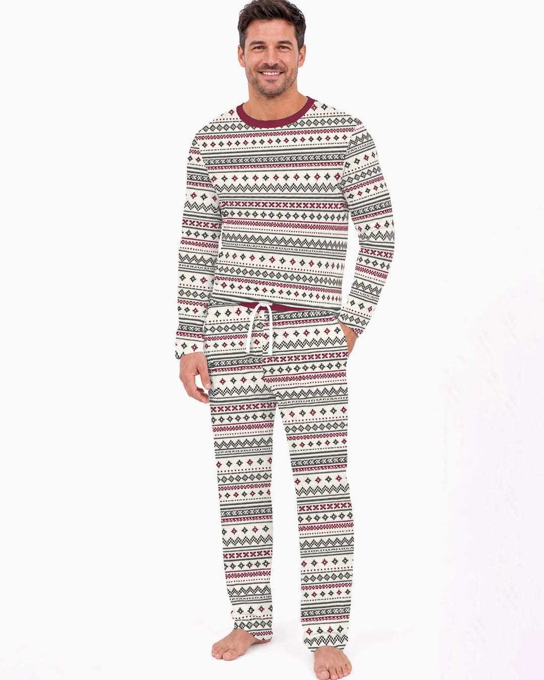Nordic Fair Isle Holiday Knit Bamboo Men's Pajama Set
