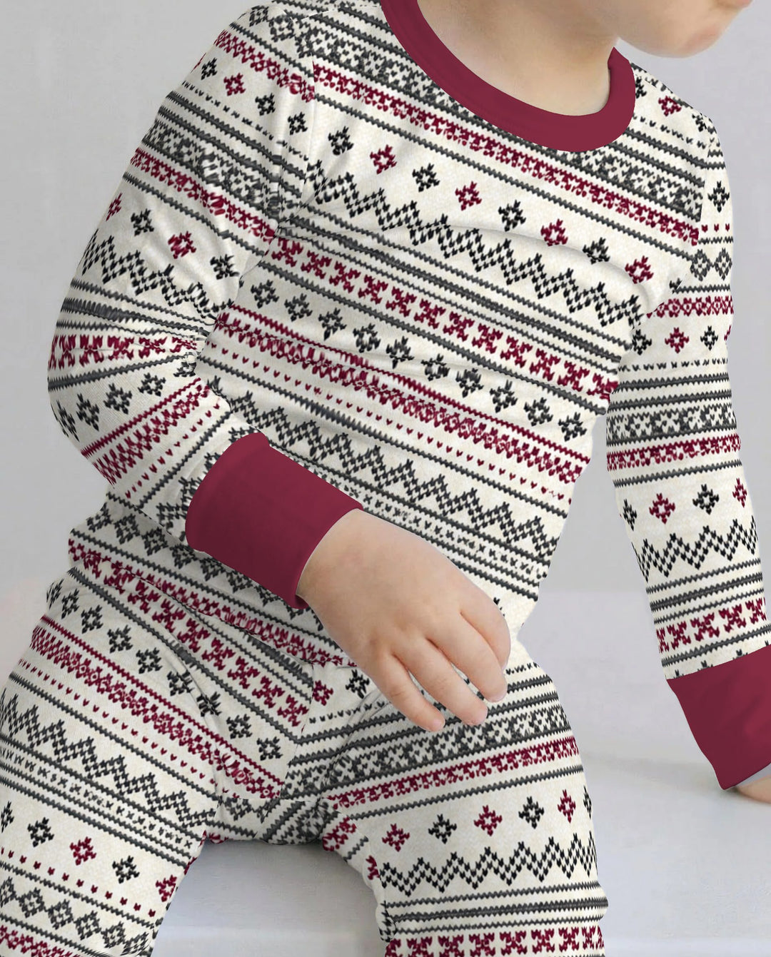 Nordic Fair Isle Holiday Knit Bamboo Two Piece Long Sleeve Pajama Set