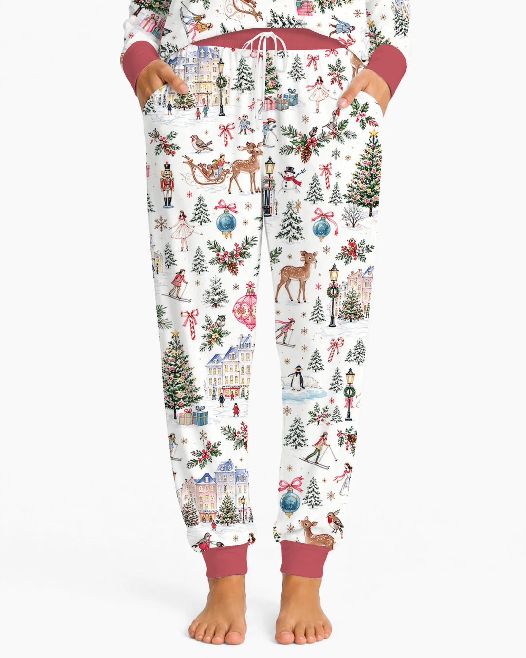 Christmas Winter Village Toile Bamboo Women Pajama Set
