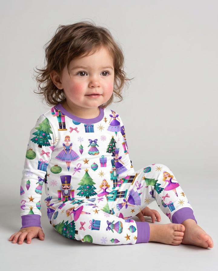Sugar Plum Nutcracker Christmas Bamboo Two Piece Long Sleeve Pajama Set