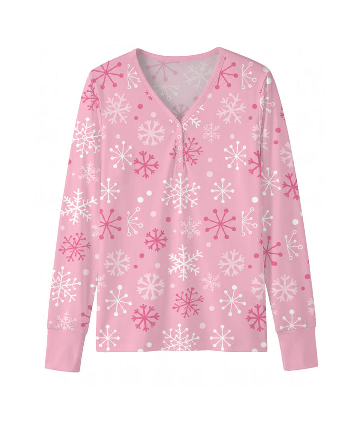 Pretty in Pink Christmas Snowflakes Bamboo Women Pajama Set