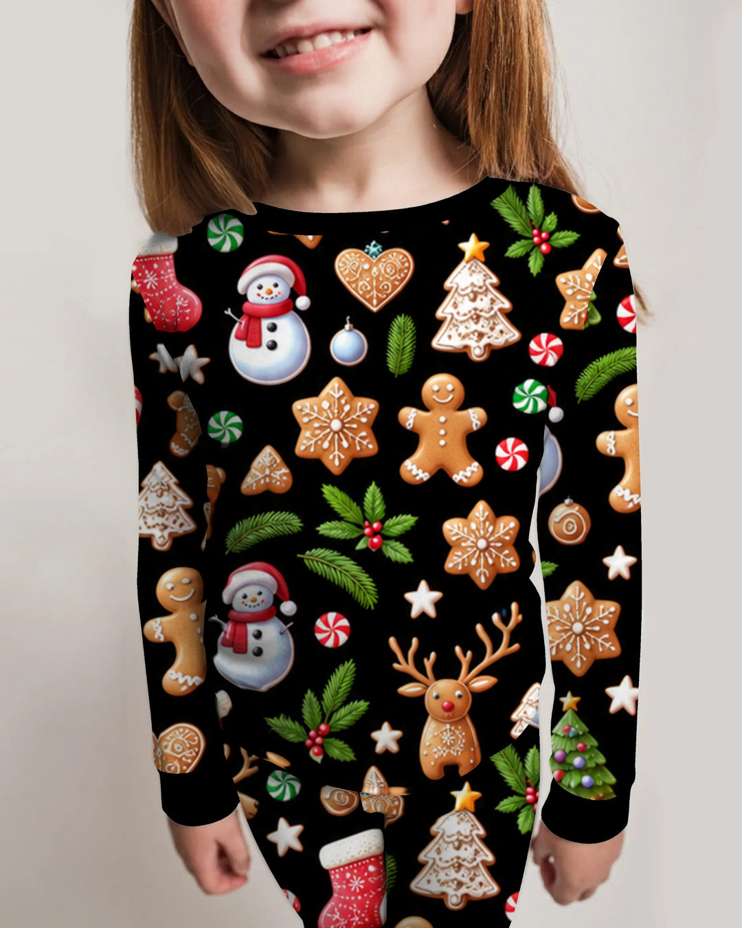 Gingerbread Christmas Cookie Wonderland Bamboo Two Piece Long Sleeve Pajama Set