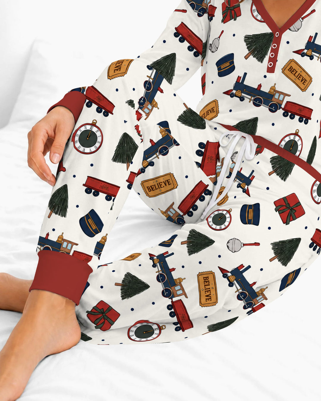 Polar Express Christmas Train Toss Bamboo Women Pajama Set
