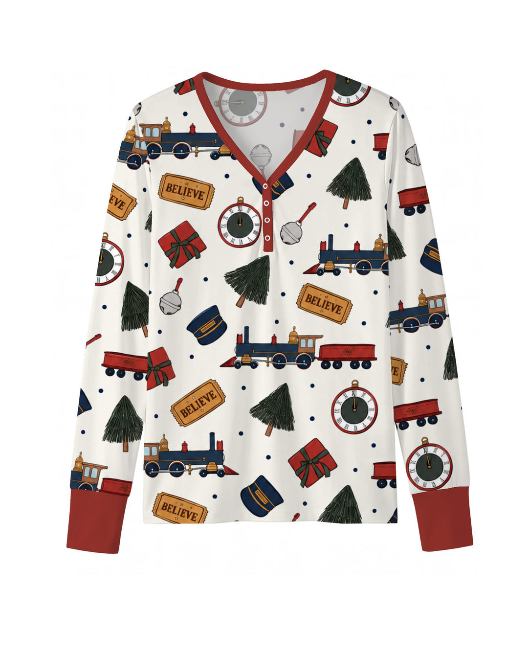 Polar Express Christmas Train Toss Bamboo Women Pajama Set