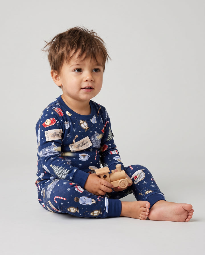 Magical Christmas Train Night Bamboo Two Piece Long Sleeve Pajama Set