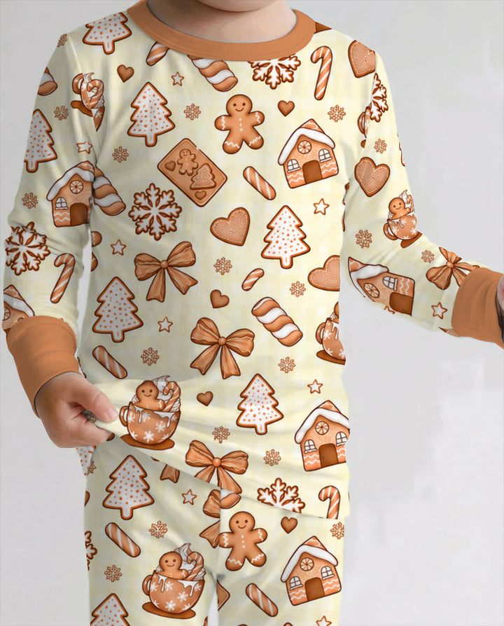 Gingerbread Christmas Cookie Toss Bamboo Two Piece Long Sleeve Pajama Set
