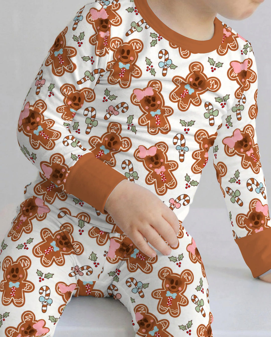Cute Gingerbread Couple Toss Bamboo Two Piece Long Sleeve Pajama Set