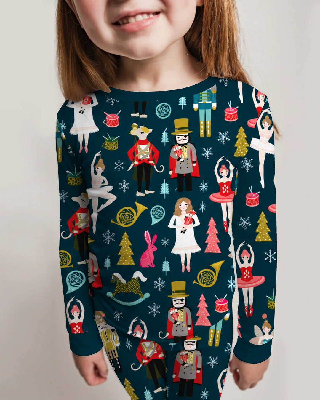Whimsical Nutcracker Ballet Christmas Bamboo Two Piece Long Sleeve Pajama Set