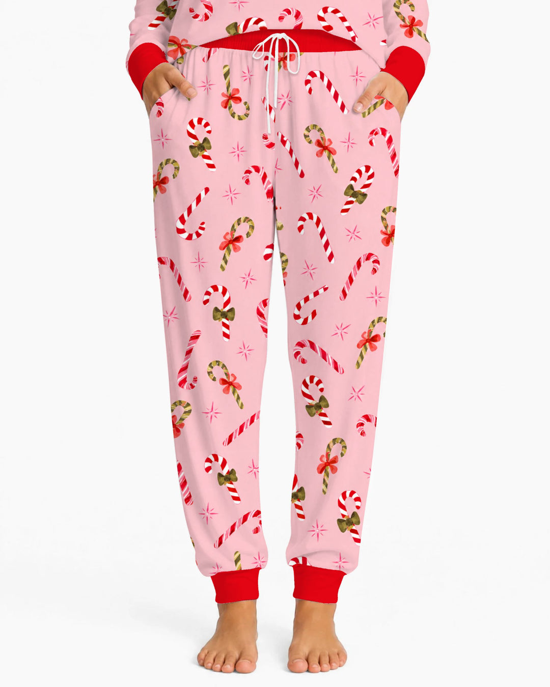 Coquette Christmas Candy Canes & Bows Bamboo Women Pajama Set