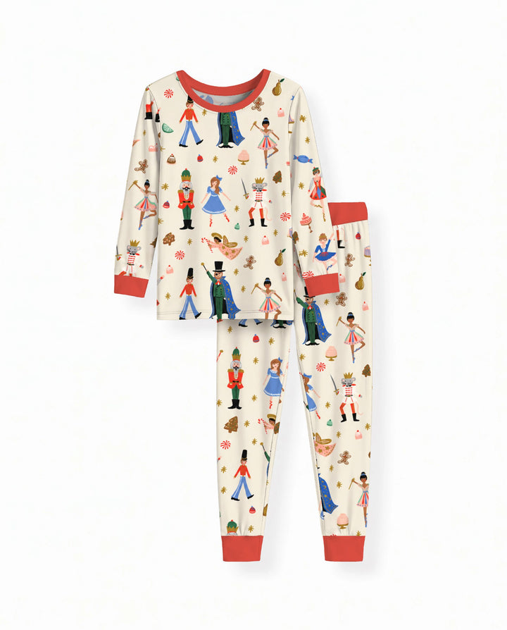 Whimsical Nutcracker Storybook Christmas Bamboo Two Piece Long Sleeve Pajama Set