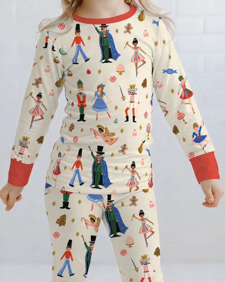 Whimsical Nutcracker Storybook Christmas Bamboo Two Piece Long Sleeve Pajama Set