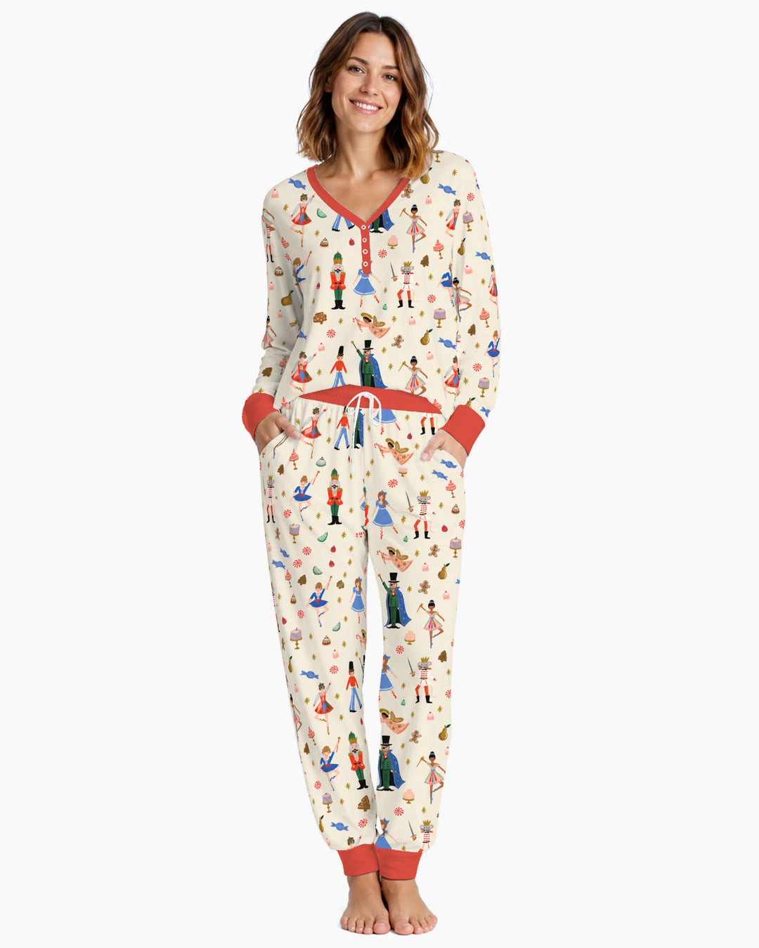 Whimsical Nutcracker Storybook Christmas Bamboo Women Pajama Set