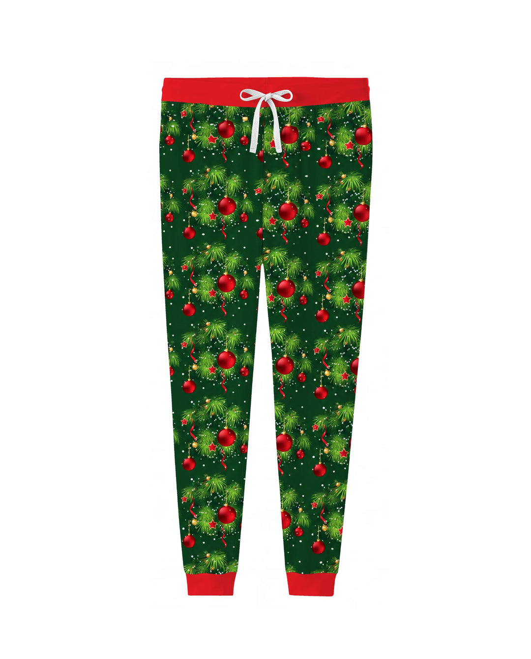 Classic Christmas Pine & Red Ornaments Bamboo Women Pajama Set