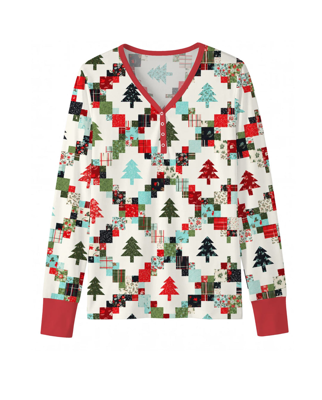 Christmas Patchwork Quilt & Trees Bamboo Women Pajama Set