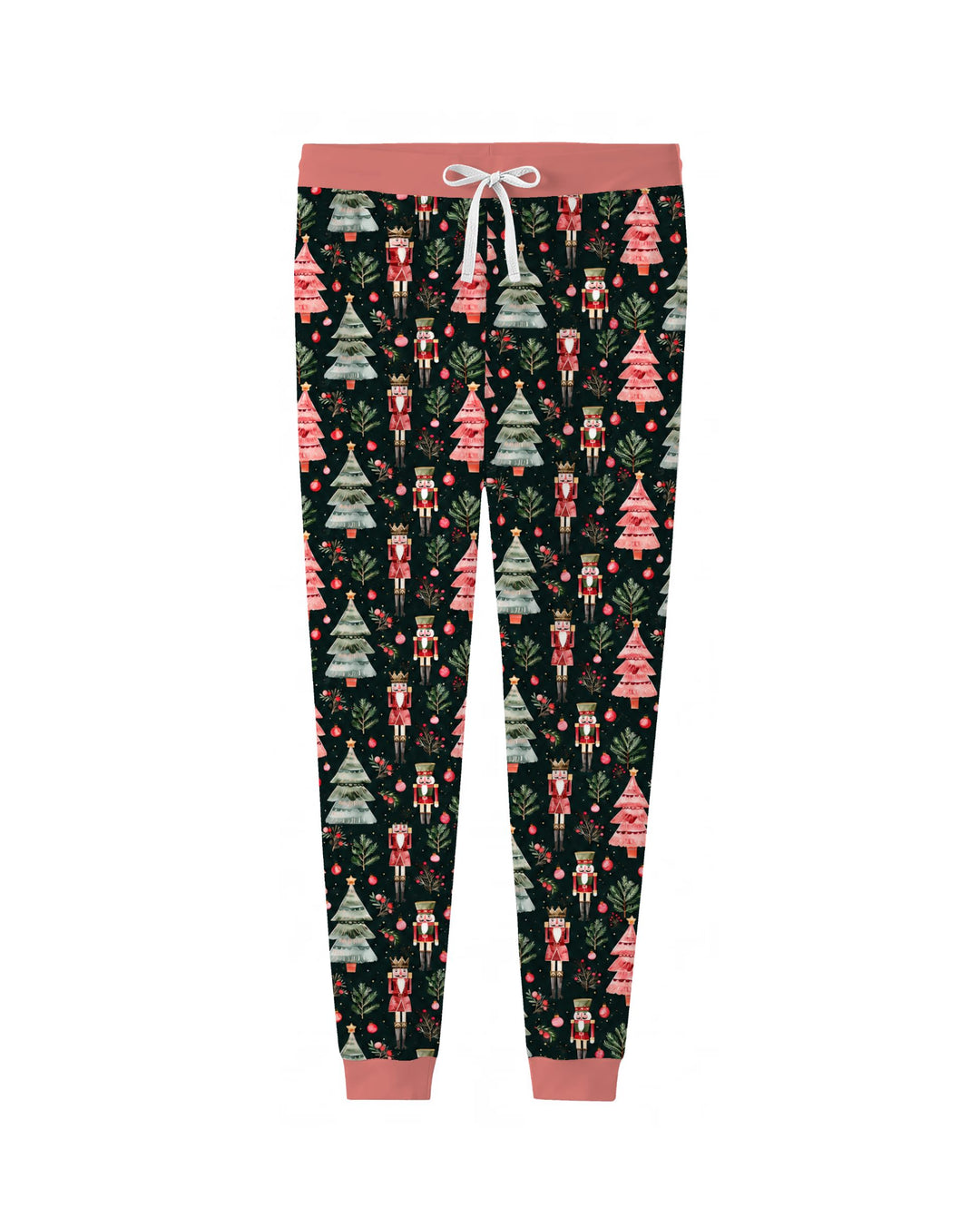 Dark Moody Nutcracker Christmas Trees Seamless Pattern Bamboo Women Pajama Set