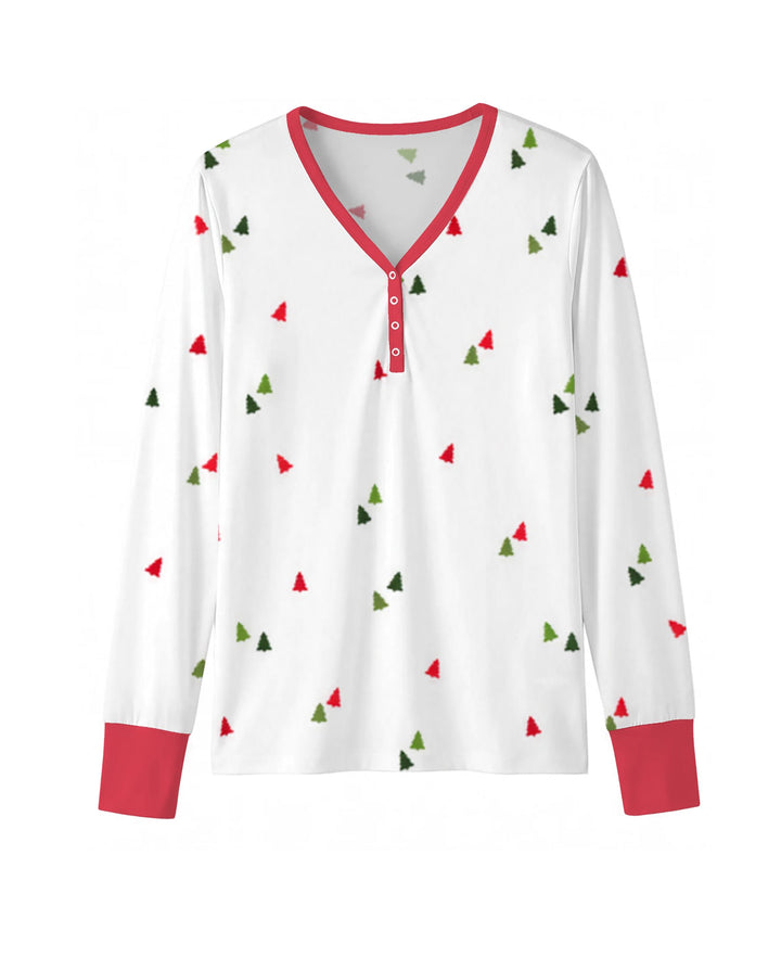 Minimalist Tiny Christmas Trees Seamless Pattern Bamboo Women Pajama Set