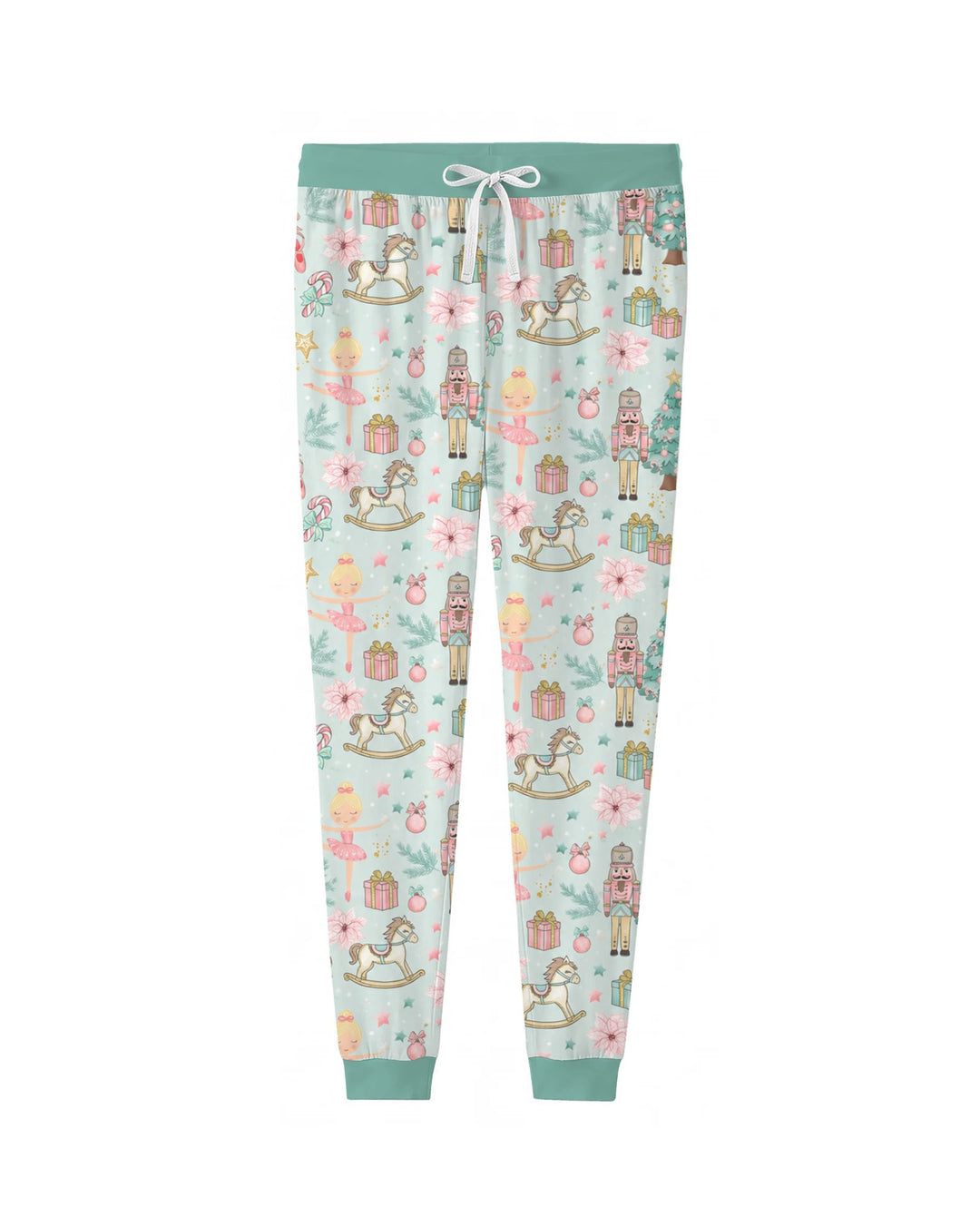 Pastel Nutcracker Ballerina Christmas Seamless Pattern Bamboo Women Pajama Set
