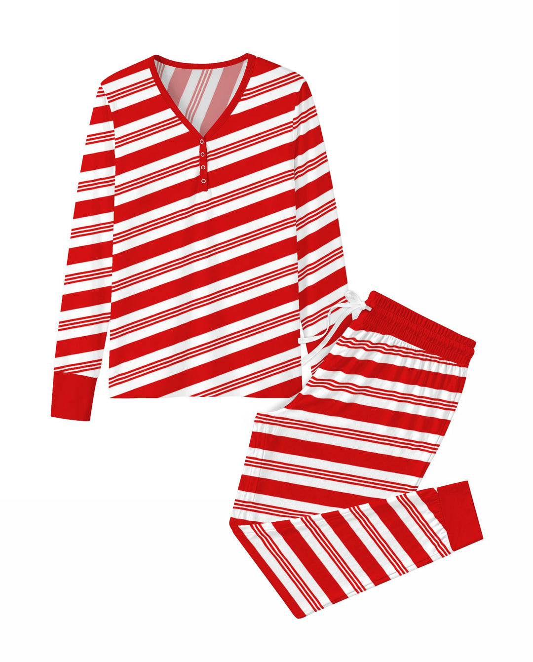 Classic Red Candy Cane Stripes Bamboo Women Pajama Set