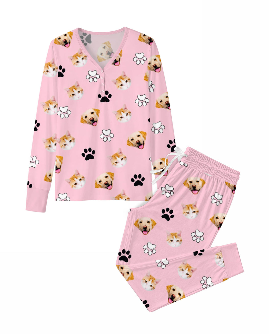 Pink Christmas Cats and Dogs Bamboo Women Pajama Set