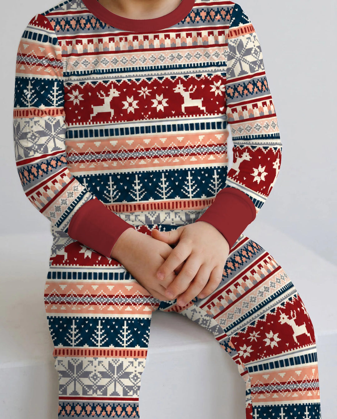Scandinavian Reindeer Winter Knit Bamboo Two Piece Long Sleeve Pajama Set