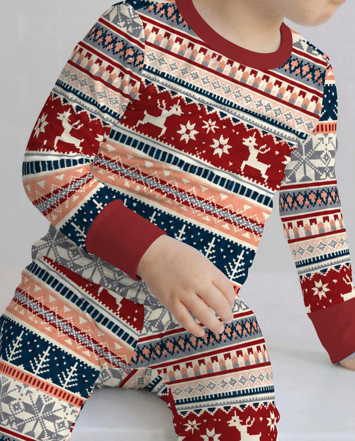 Scandinavian Reindeer Winter Knit Bamboo Two Piece Long Sleeve Pajama Set