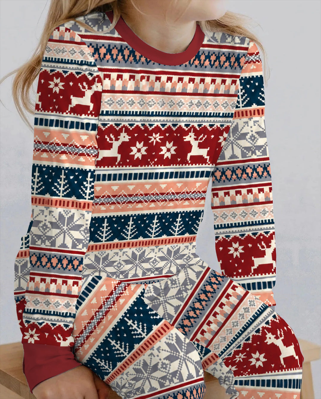 Scandinavian Reindeer Winter Knit Bamboo Two Piece Long Sleeve Pajama Set