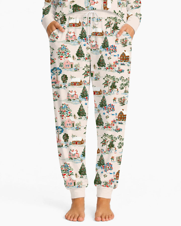 Gingerbread Christmas Village Bamboo Women Pajama Set