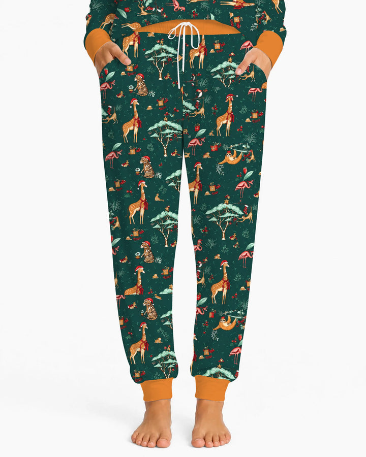 Whimsical Christmas Safari Animals Bamboo Women Pajama Set