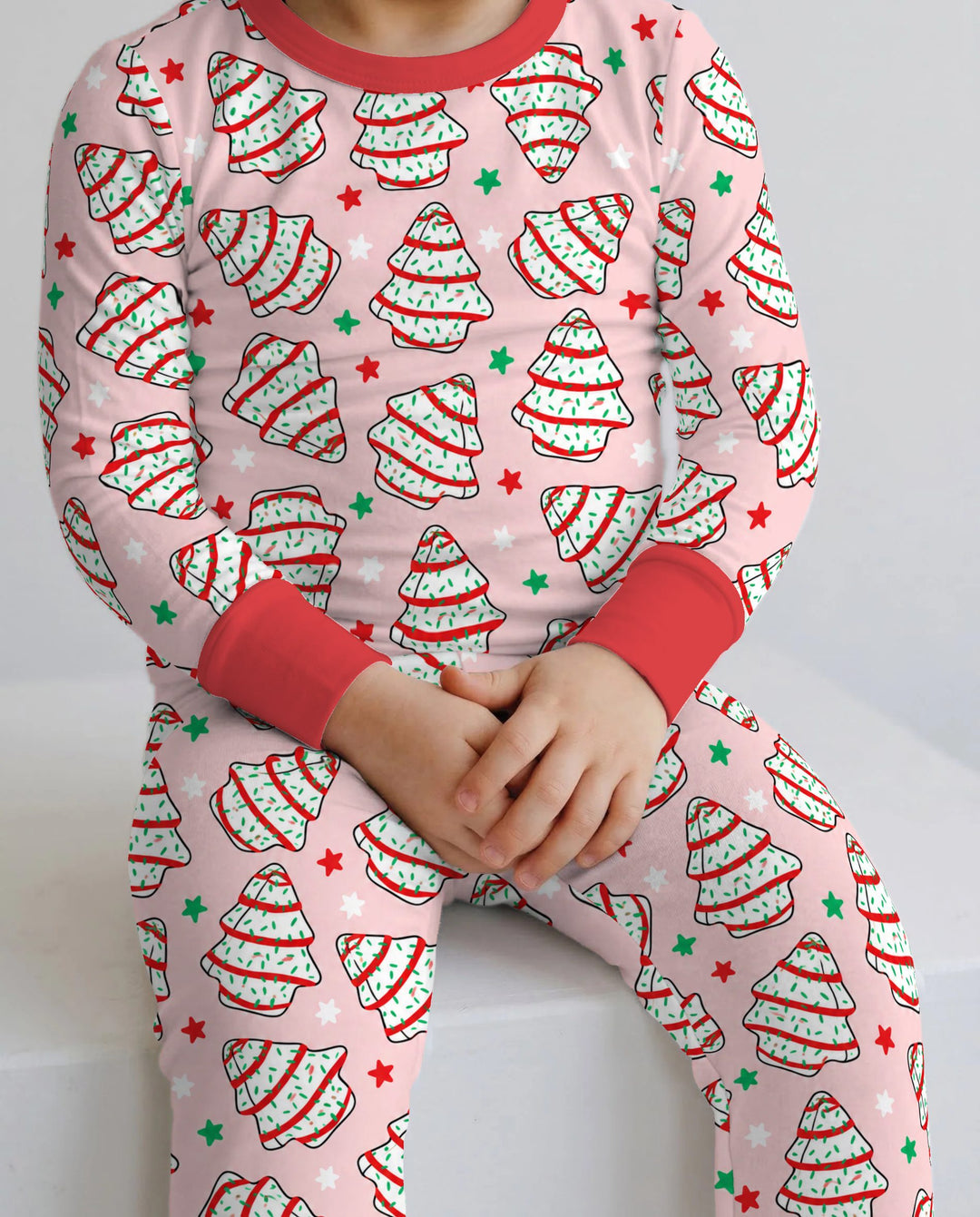 Retro Christmas Tree Sugar Cookies Bamboo Two Piece Long Sleeve Pajama Set