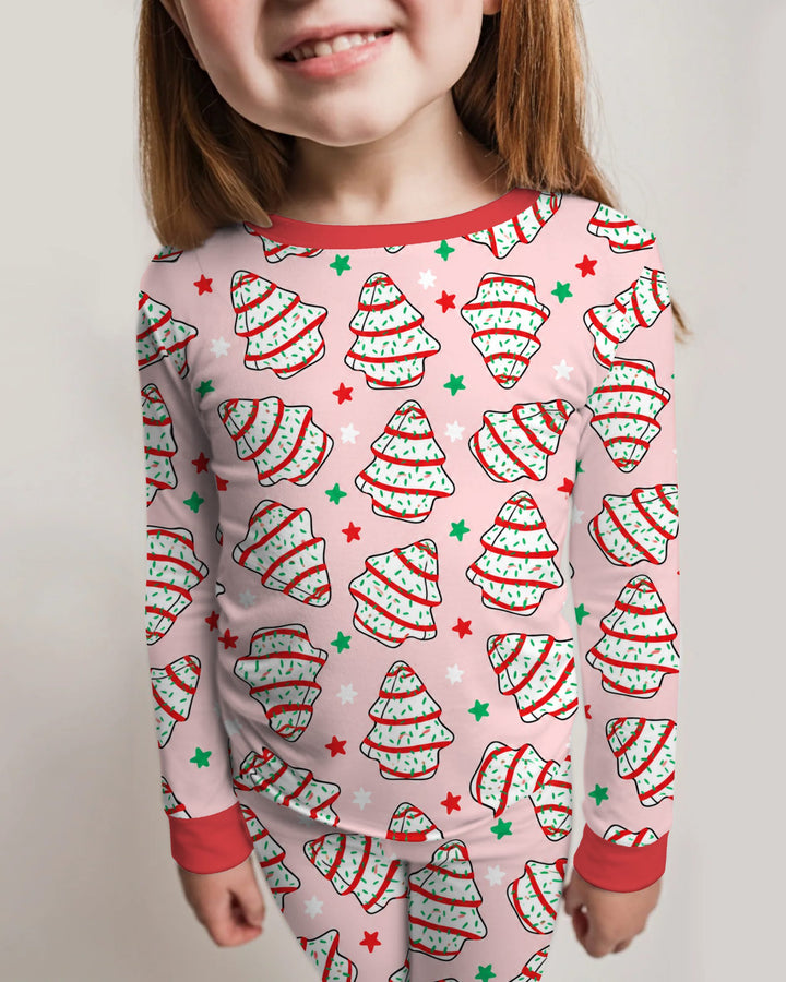 Retro Christmas Tree Sugar Cookies Bamboo Two Piece Long Sleeve Pajama Set