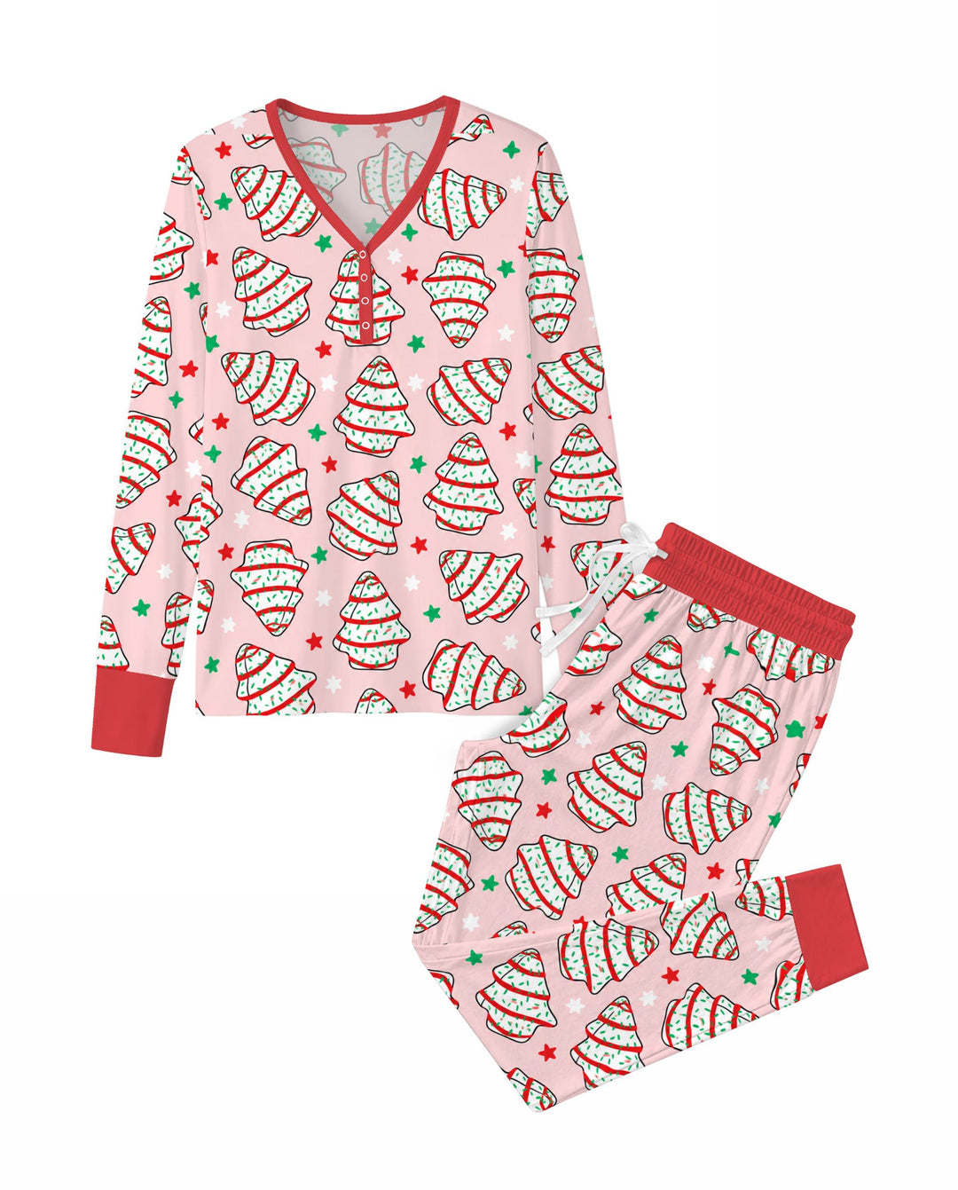 Retro Christmas Tree Sugar Cookies Bamboo Women Pajama Set