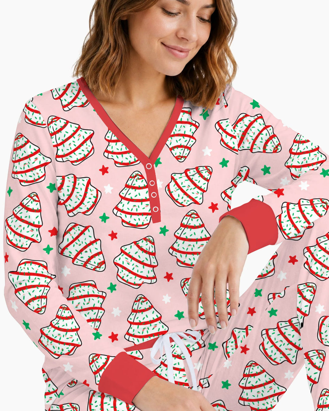 Retro Christmas Tree Sugar Cookies Bamboo Women Pajama Set