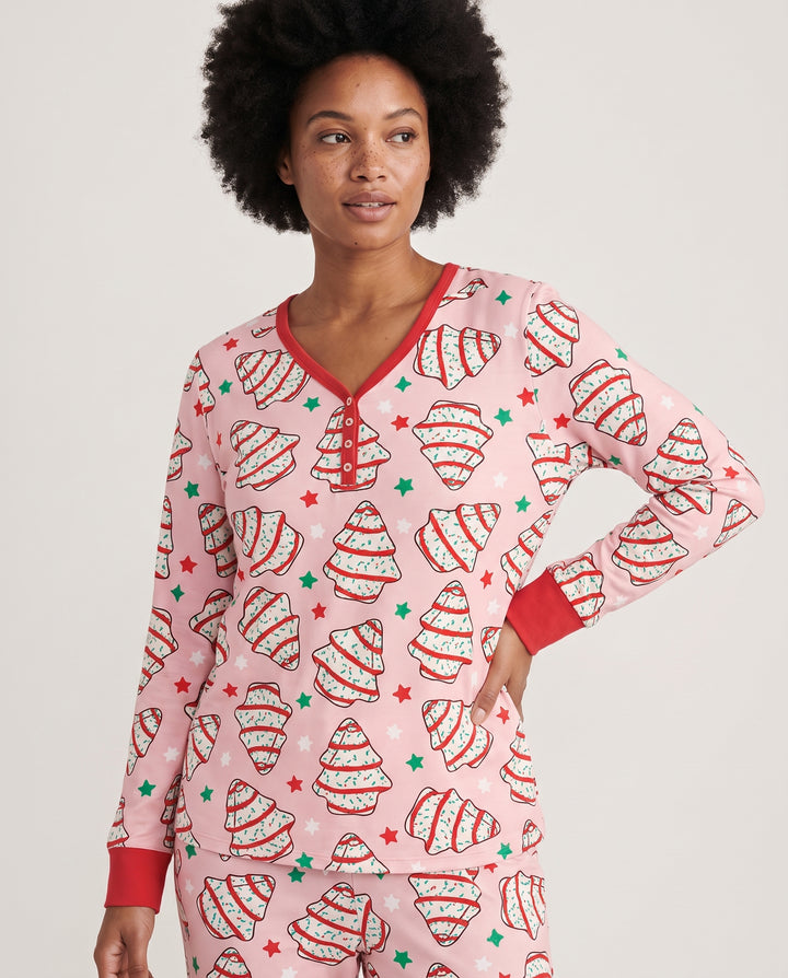 Retro Christmas Tree Sugar Cookies Bamboo Women Pajama Set