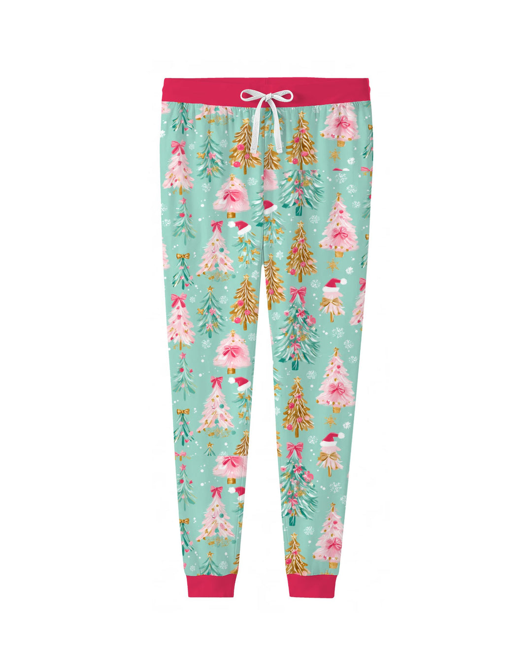 Pastel Pink Christmas Tree Wonderland Bamboo Women Pajama Set