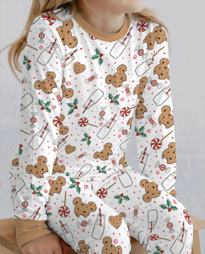 Mickey Gingerbread Christmas Treats Bamboo Two Piece Long Sleeve Pajama Set