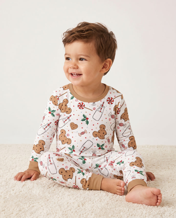 Mickey Gingerbread Christmas Treats Bamboo Two Piece Long Sleeve Pajama Set
