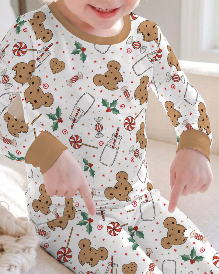 Mickey Gingerbread Christmas Treats Bamboo Two Piece Long Sleeve Pajama Set