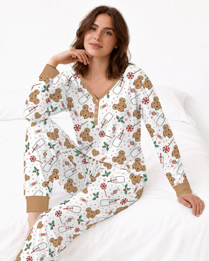 Mickey Gingerbread Christmas Treats Bamboo Women Pajama Set