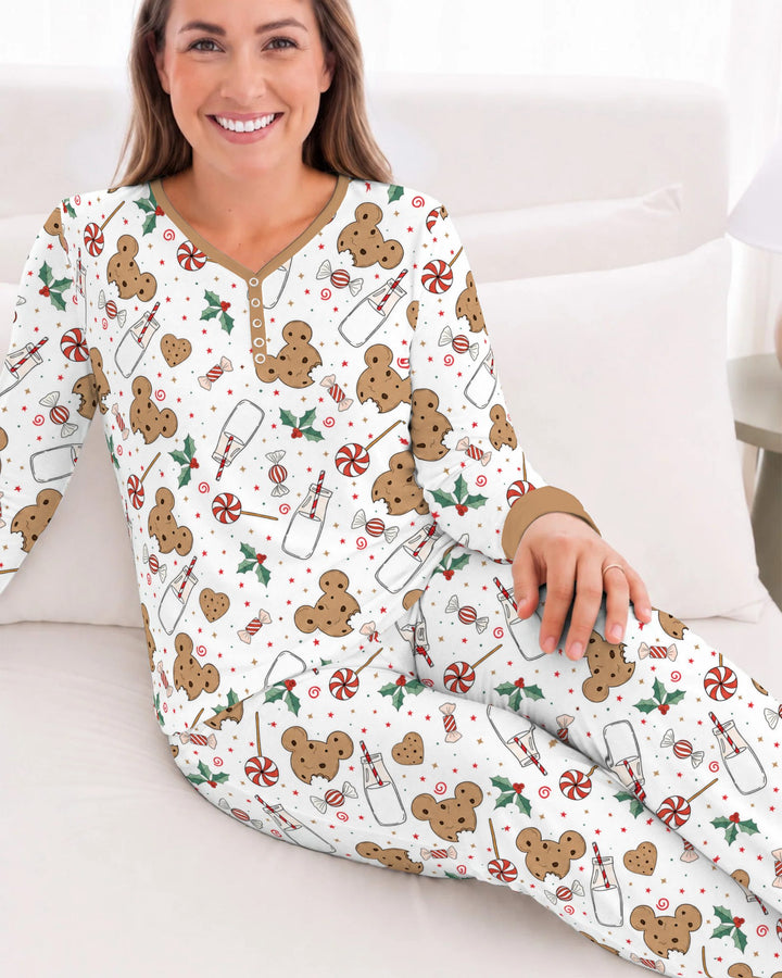 Mickey Gingerbread Christmas Treats Bamboo Women Pajama Set