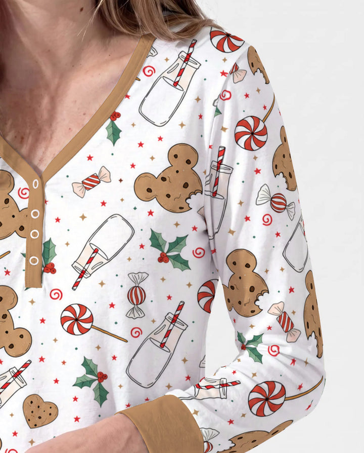 Mickey Gingerbread Christmas Treats Bamboo Women Pajama Set