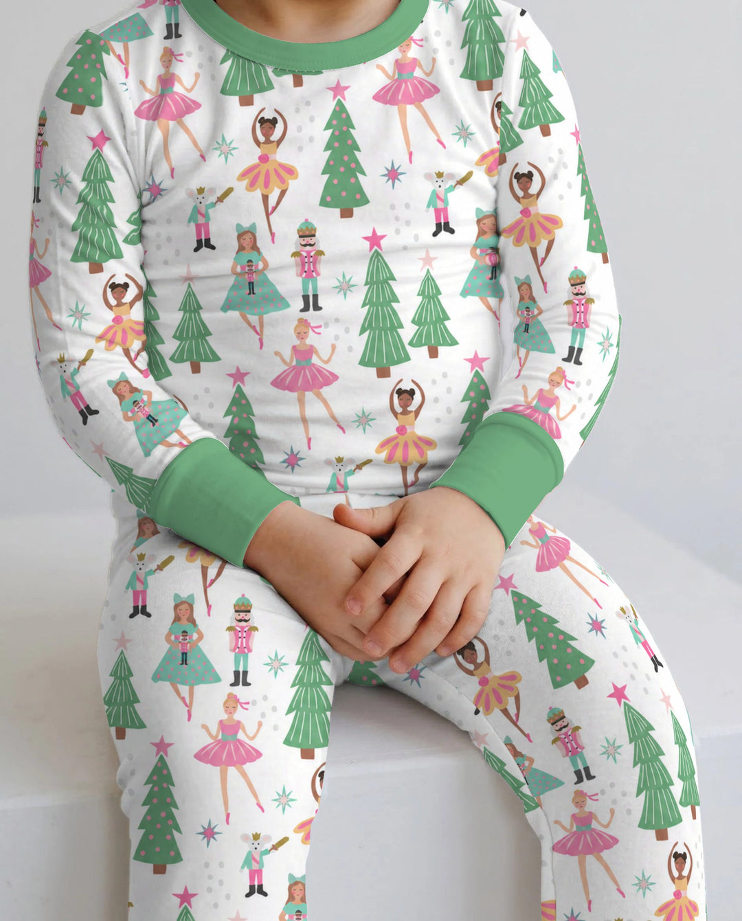 Pastel Nutcracker Ballerina Christmas Bamboo Two Piece Long Sleeve Pajama Set