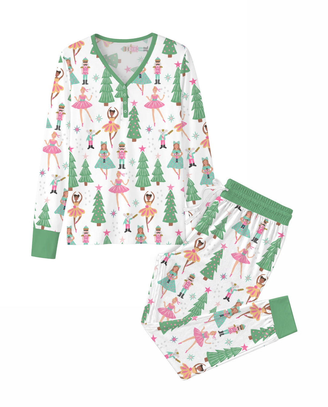 Pastel Nutcracker Ballerina Christmas Bamboo Women Pajama Set