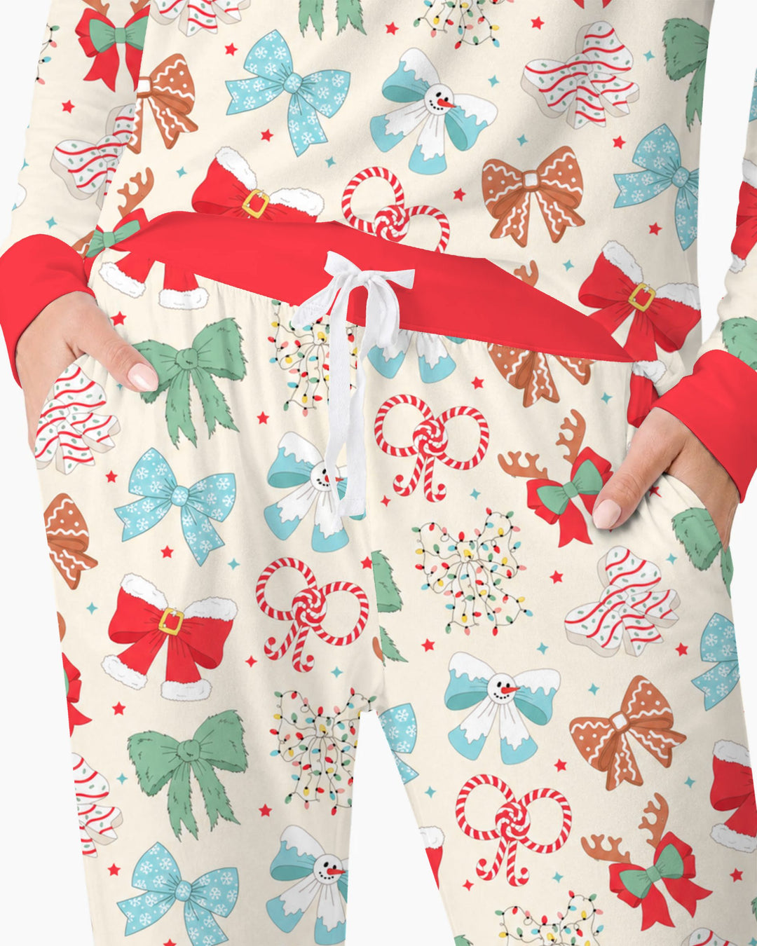 Whimsical Christmas Holiday Bows Bamboo Women Pajama Set