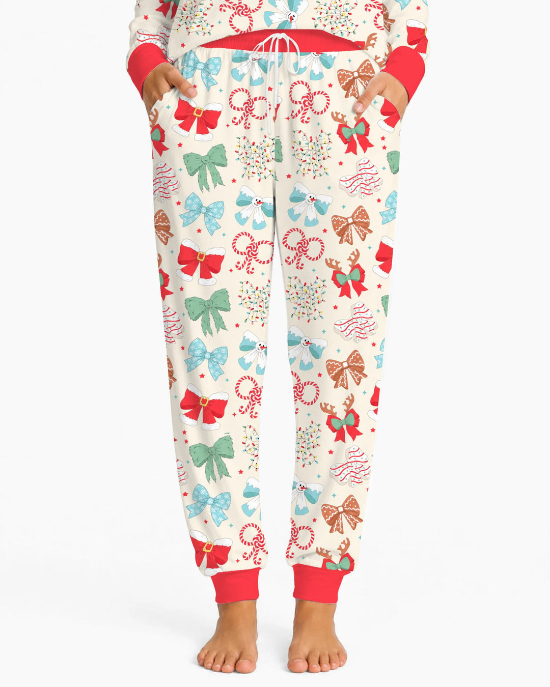 Whimsical Christmas Holiday Bows Bamboo Women Pajama Set