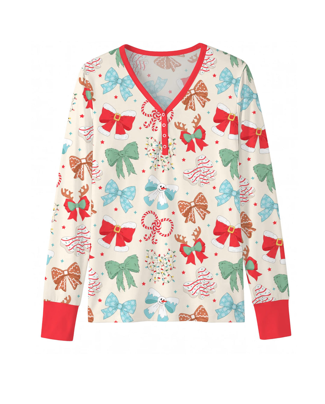 Whimsical Christmas Holiday Bows Bamboo Women Pajama Set
